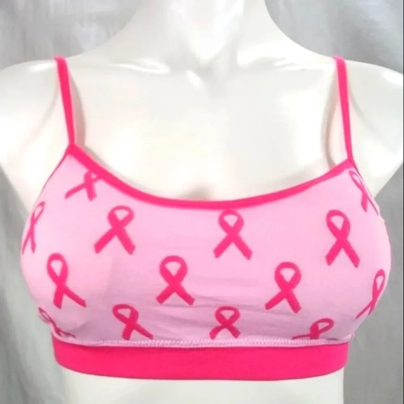 SM/M Sears Support the Cure Wire Free Padded BralettePink Breast Cancer Ribbon - Picture 1 of 4